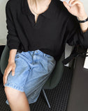 Summer Boucle Collar TOP Long Sleeve Ver
