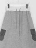 Ichimo banding brushed fleece cargo long skirt