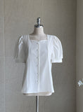 Roble Heart Neck Puff Blouse