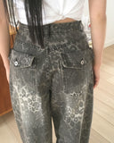 Ponte Leopard Back Pocket Wide Pants