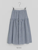 Futero Check Frill Banding Long Skirt