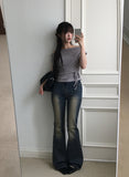 [Pelvic Pad] Pet Washing High Waist Denim Bootcut Pants