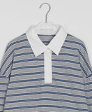 Moruku Stripe Collar Over Long Sleeve Tee