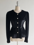 Roselle Peplum Tie Velvet Jacket Blouse