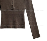 Wavy ribbed pigment long sleeves