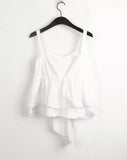 Hajeu ribbon tie strap flare sleeveless blouse
