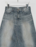 Suzuka Fringe Washing Denim Long Skirt