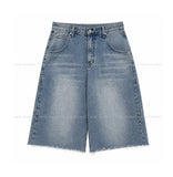 Kota Vintage Back Print Bermuda Denim Pants
