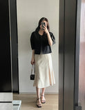 Wavy No Collar Balloon Three Quarter Short Jacket