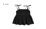 Summer Corset Shirring Sleeveless Ribbon Blouse