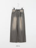 Cotton gray washing denim pants