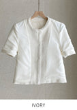 Lier No Collar Tweed Short Sleeve Jacket