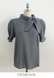 Anne Tie Pearl Puff Short Sleeve Blouse