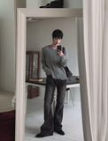 Groove cat-washed rivet flare denim pants