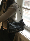 Rasing Glossy Belt Pocket Nylon Shoulder Bag