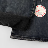 Basic Wide Fit Washing Banding Span Heated Fabric Brushed Denim Pants