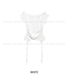 Star shirring strap two-way boat neck short sleeve