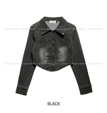 Beto Washing Cut Crop Denim Set Jacket