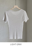 [Planning] Beria U-neck Ribbed Short Sleeve Knit