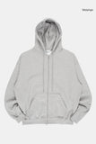 Unbalance rib banding fleece hood zip-up