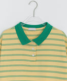 [unisex] Molpory Stripe Collar Short Sleeve Tee