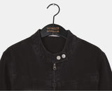 [MADE] Katsun Vintage Washing Two-Way Zipper No Collar Crop Denim Jacket