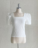 Brea Wrinkle Puff Square Short Sleeve Tee Blouse