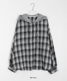 Yuuki color matching hood check shirt