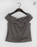 Tenon Glossy Metal Coated Off-Shoulder Blouse