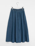 Notini banding pin tuck denim long skirt