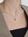 Champagne Full Moon Silver Mary Bowl Necklace
