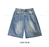 Side pin tuck washed bermuda denim pants