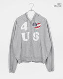 Pekit Stars and Stripes Heart Print Two-Way Zipper Long Sleeve Hooded Zip-Up