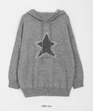 Morui stitch star knit hoodie