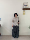 [BAONHAUS] Ryugeto Summer Check Short Sleeve Hood Shirt