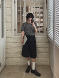 [LANARCH] Stripe U-Neck Short Sleeve T-Shirt