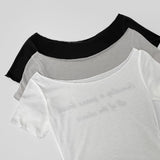 Layered Lettering See-through Short Sleeve T-shirt