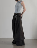 Teve Pintuck Wide Cotton Pants
