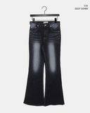 Pumme Lettering Cubic Bootcut Washed Denim Long Pants