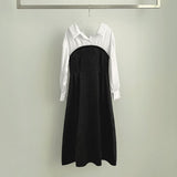 Belt Strap Balloon Shirt Layered Bustier Long One Piece