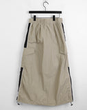 Rachel String Color Nylon Banding Pocket Cargo Long Skirt