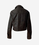 Crop Stiff Leather Jacket