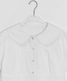 Bomeck Back Ribbon Collar Short Sleeve Blouse