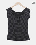 Fuko Striped Button Sleeveless