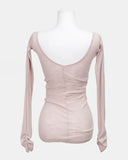 Miak Shirring Off-Shoulder Ribbed T-Shirt