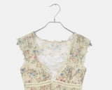 Jennings Flower Lace Frill Ribbon See-through Sleeveless