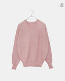 Shus Basic V-Neck Loose Fit Long Sleeve Knit