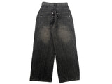 Ops Stripe Washing Denim Wide Pants