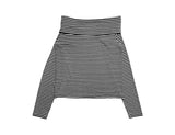 Osen Off-shoulder Stripe Button T-shirt