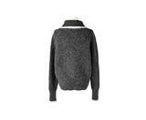 Ruggie Color Matching Collar High Neck Button Knit